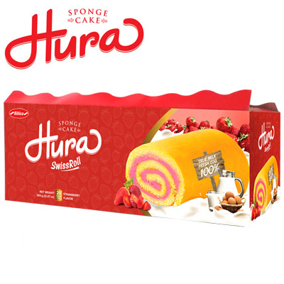  Strawberry flavor Hura Swissroll in Demi box 360gr