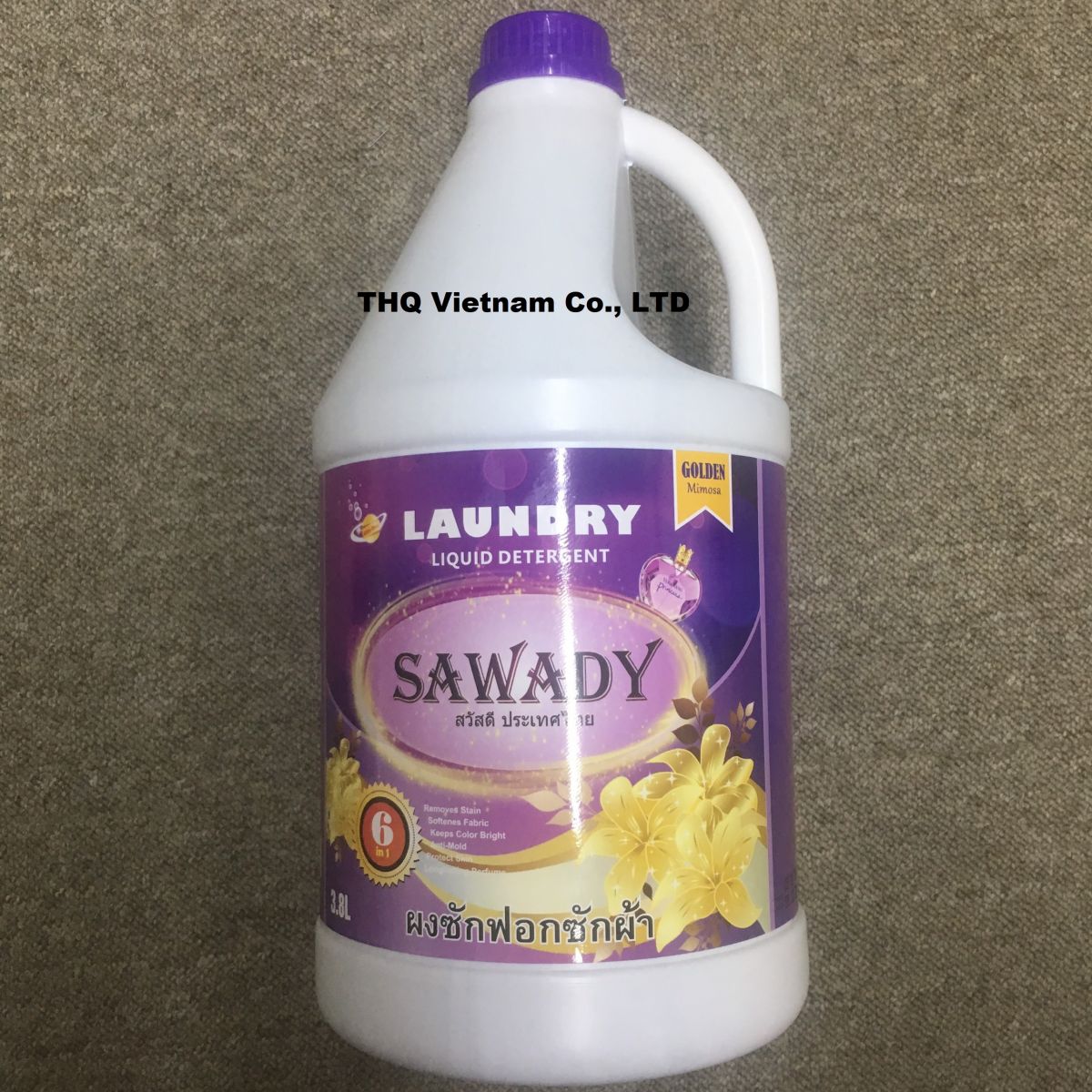 Sawady Detergent Liquid 6 in 1 Goldent Mimosa And Fresh 3.8l
