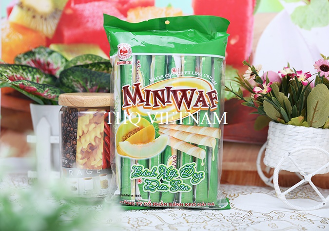 [THQ VIETNAM ] MINIWAF Wafer Tube Crunch Melon Milk flavor 180gr*45 packs