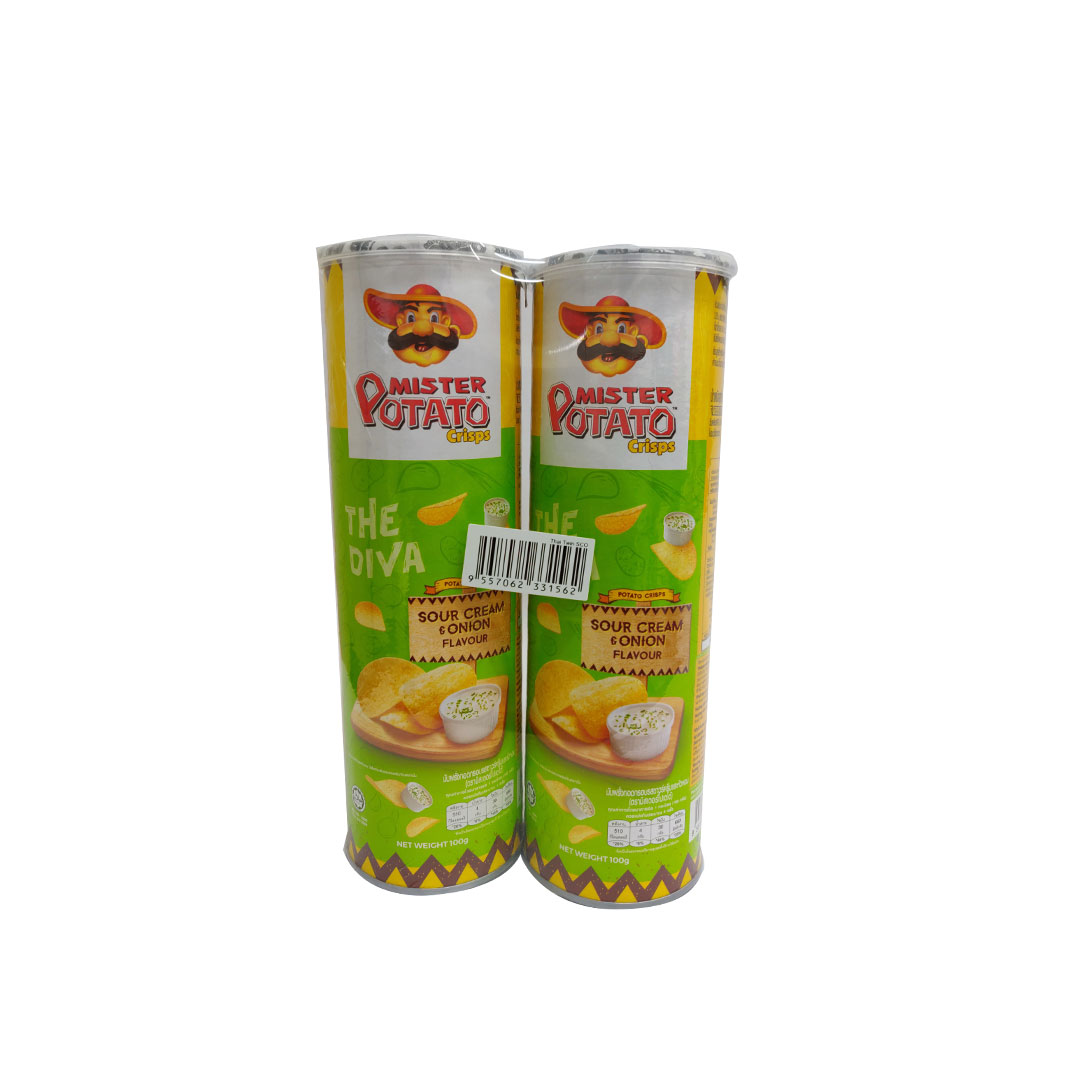 MISTER POTATO CRIPS SOUR CREAM & ONION CANISTER 125G