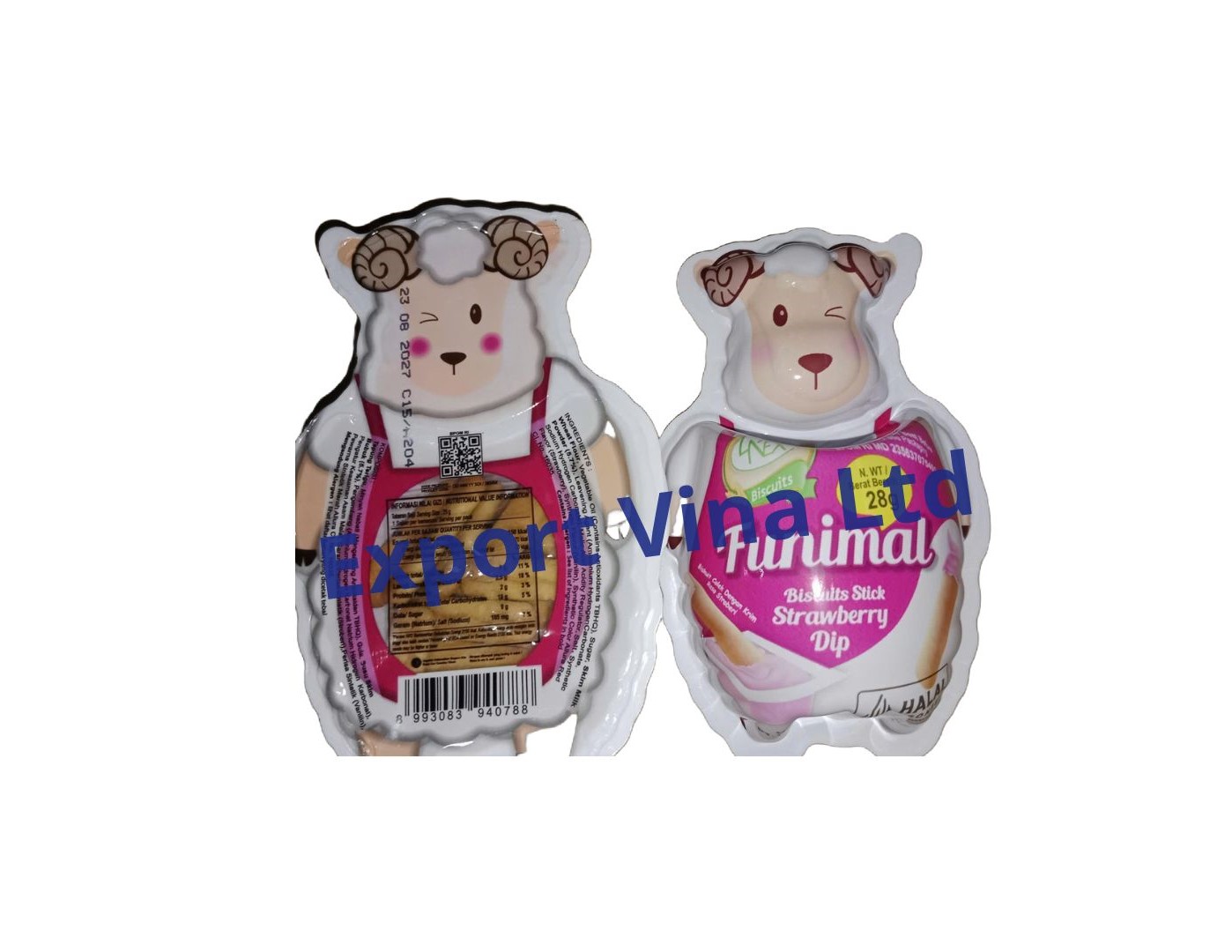 Denex Funimal Sheep Biscuit Stick Strawberry Dip 28g 