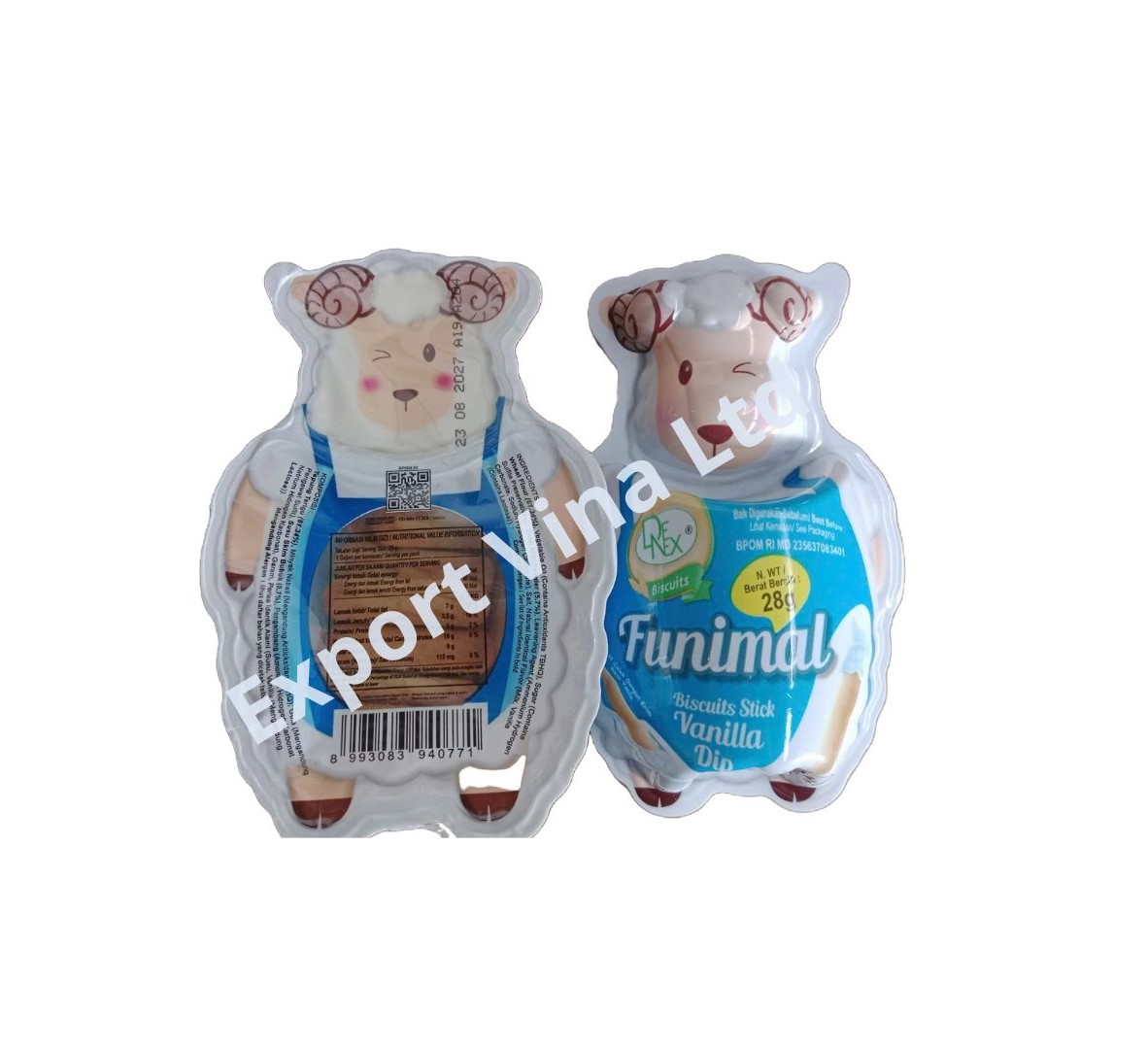 Denex Funimal Sheep Biscuits Stick Vanilla Dip 28g