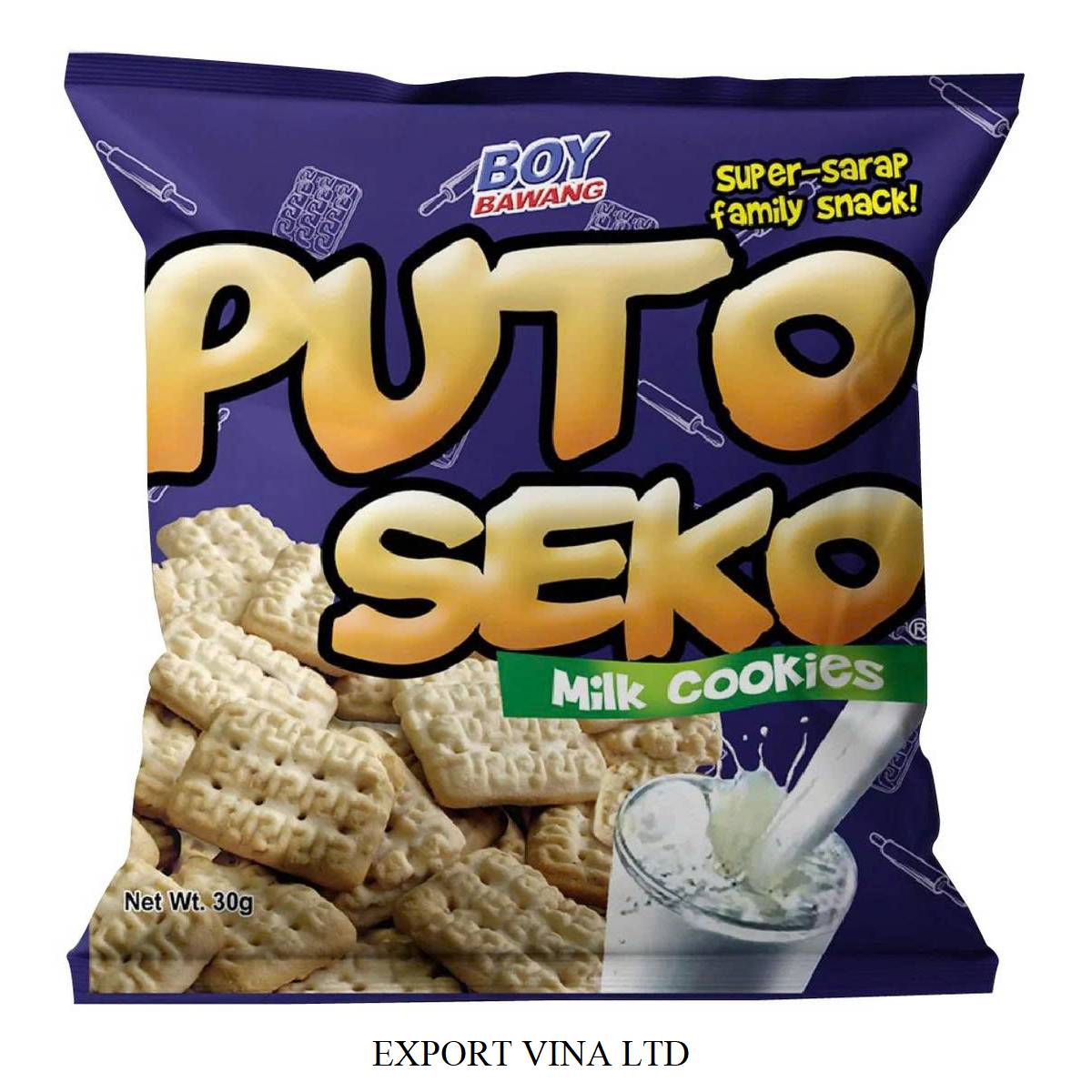 Boy Bawang Biscuits Puto Seko Milk 30g