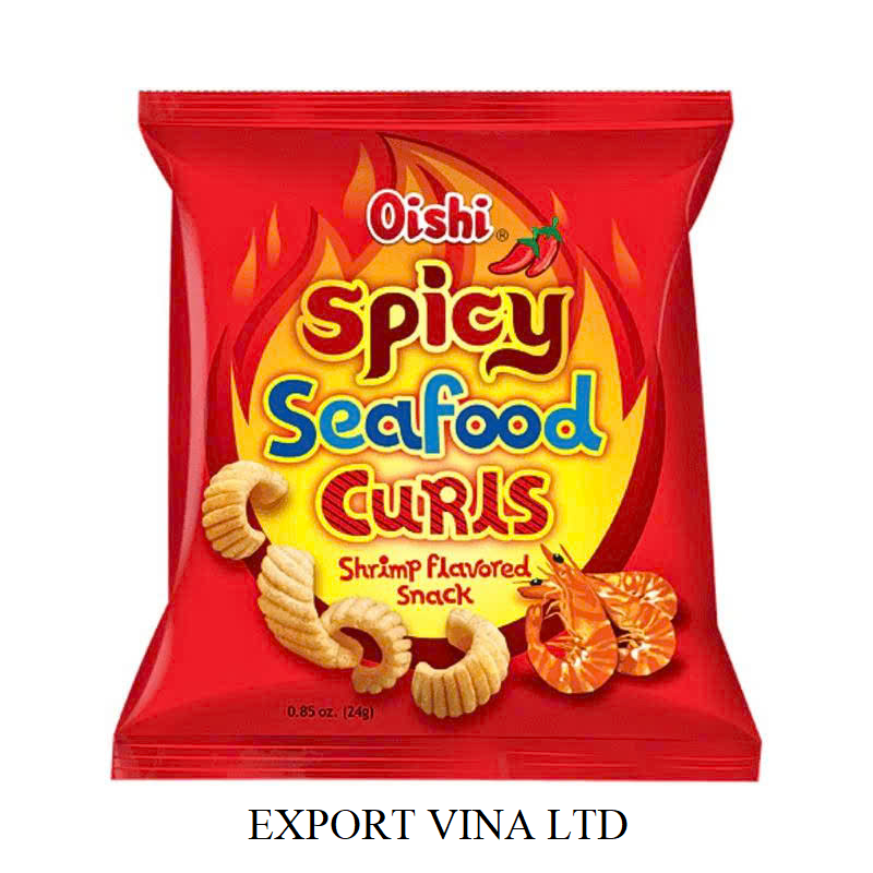 Oishi Snack Spicy Seafood Curls Shrimp Flavor 24g