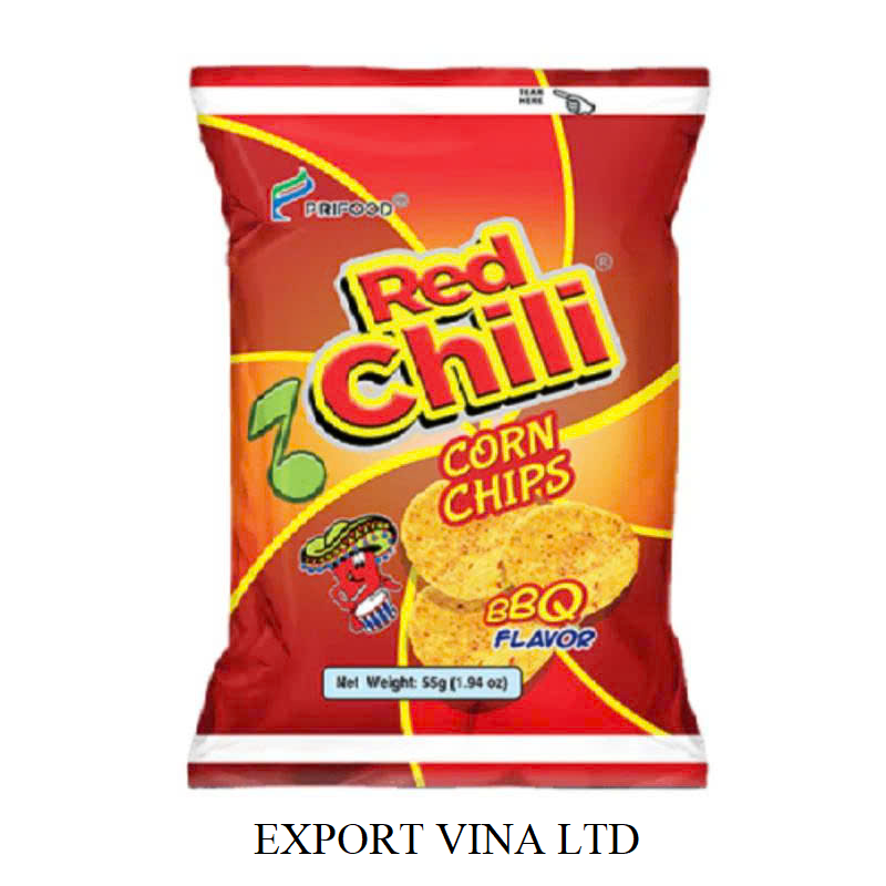 Prifood Red Chili Cornchips BBQ Flavor 55g