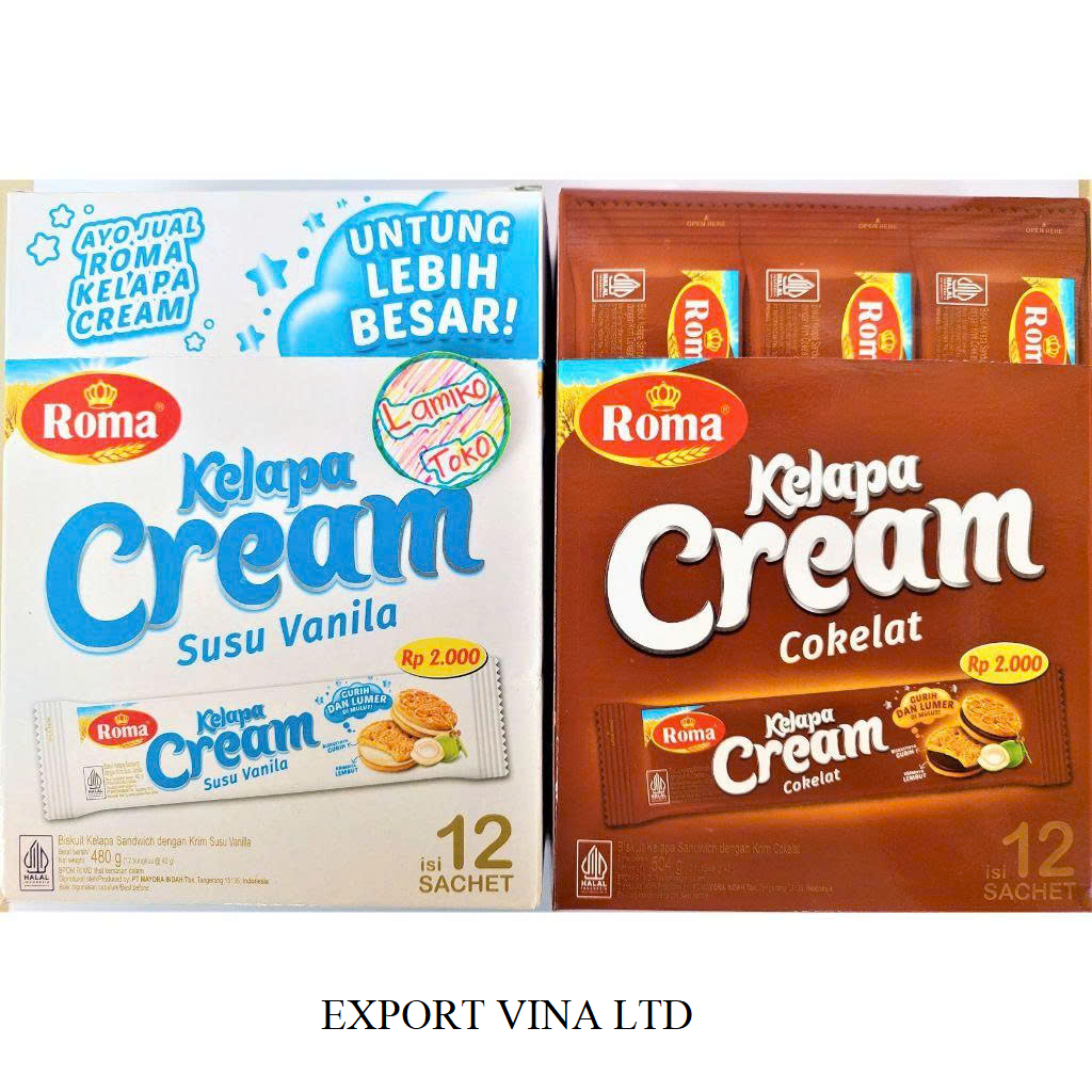 Roma Coconut Cream Biscuit Vanillla & Chocolate (Sachet in Box) 480g