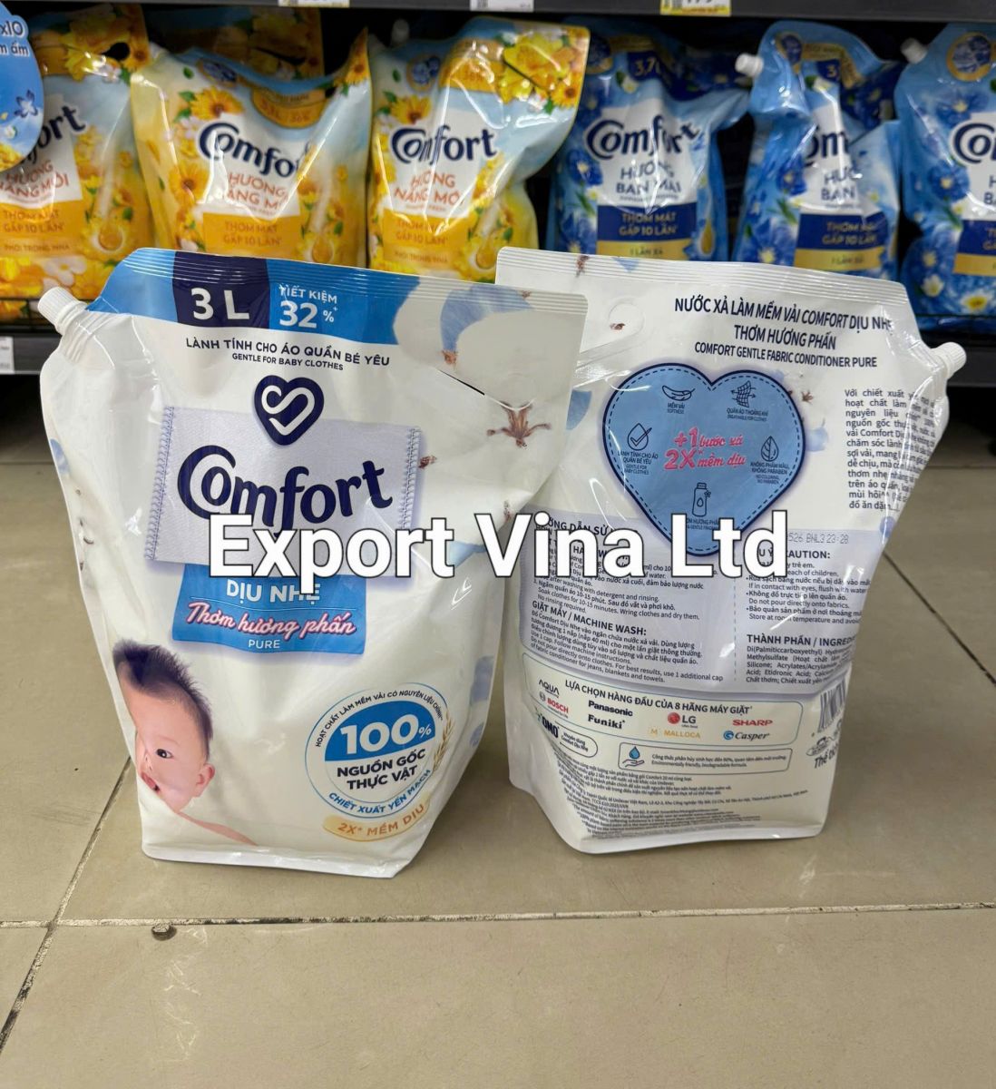 Comfort Gentle Fabric Softener Mild Powdery Scent Gentle For Baby Clothes 3L
