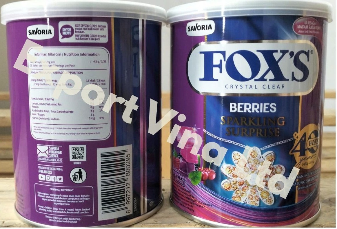 Fox's Crystal Clear Berries Sparkling Suprise Candy 170g x 12
