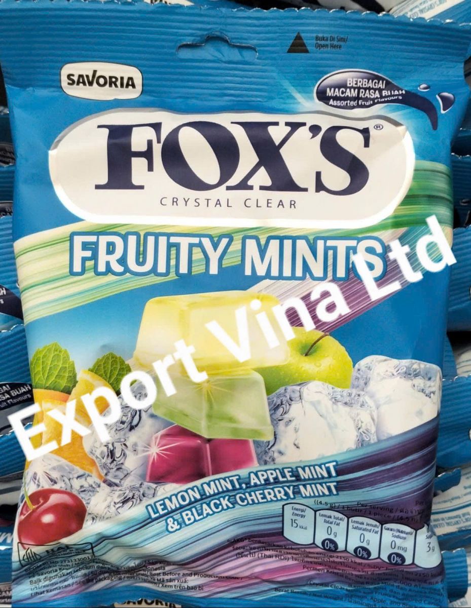 Fox's Crystal Clear Fruity Mint Bag 90g x 24