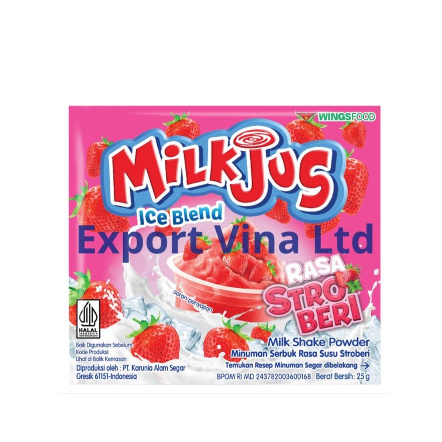 Milkjus Ice Blend Instant Milk Powder Drink Strawberry Flavor 25g x 120