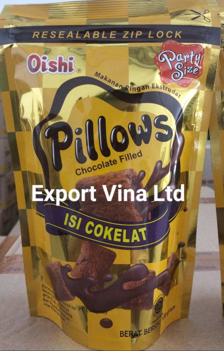 Oishi Pillows Chocolate Filled 100g x 20