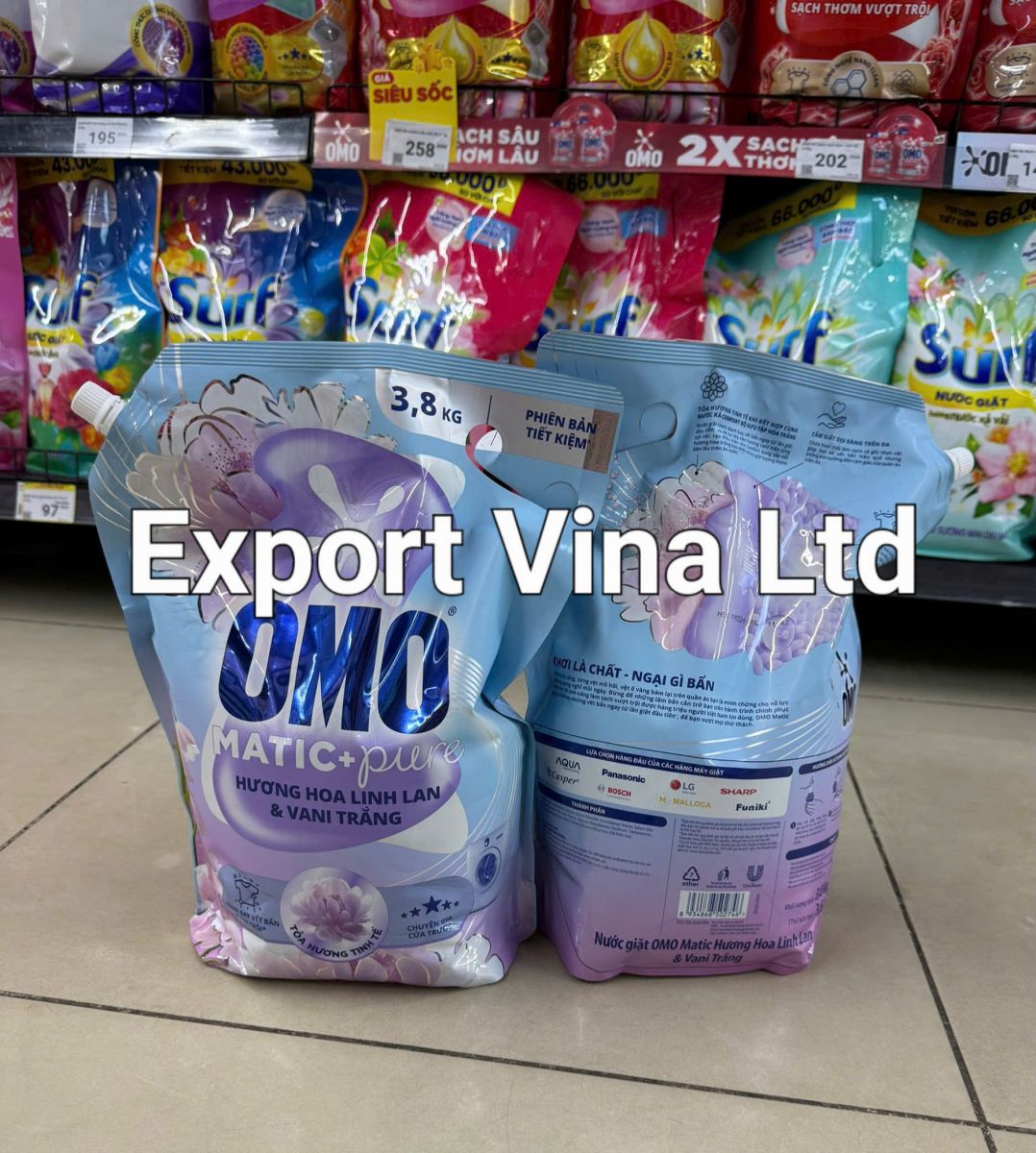 OMO Matic+ Pure Laundry Detergent with Lily of the Valley & White Vanilla scent 3.8 Kg