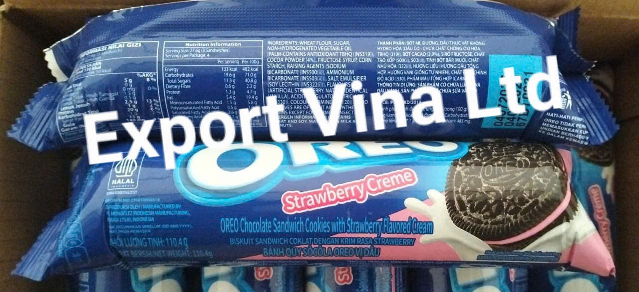 Oreo Chocolate Sandwich Cookies with Strawberry Favored Cream 110.4gx 24