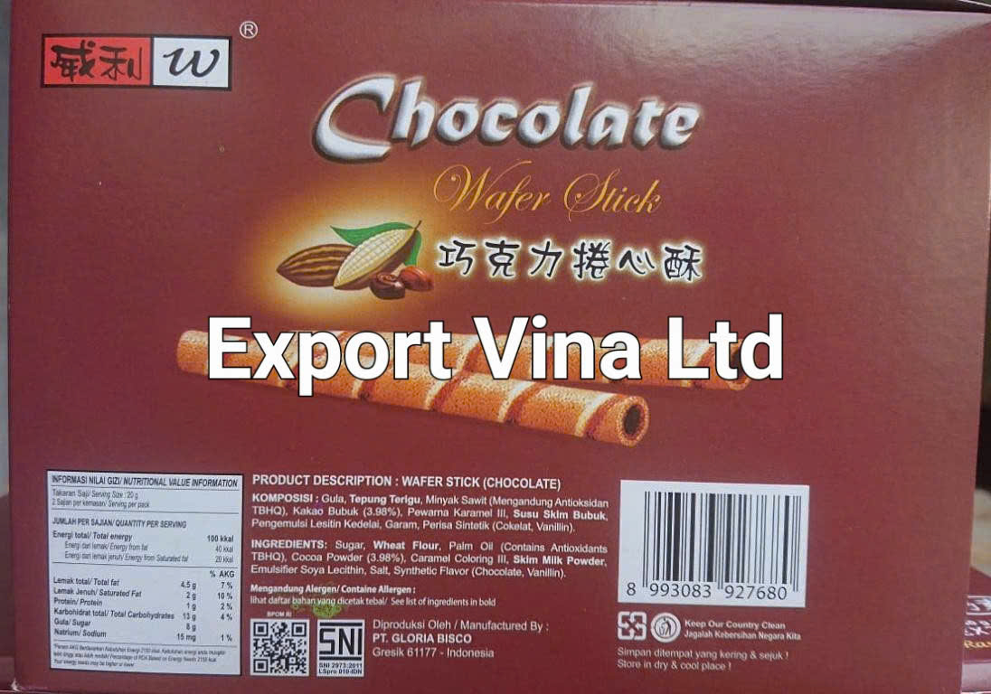 WILLIE Wafer Stick Chocolate 40gr x 20 packs x 6 boxes