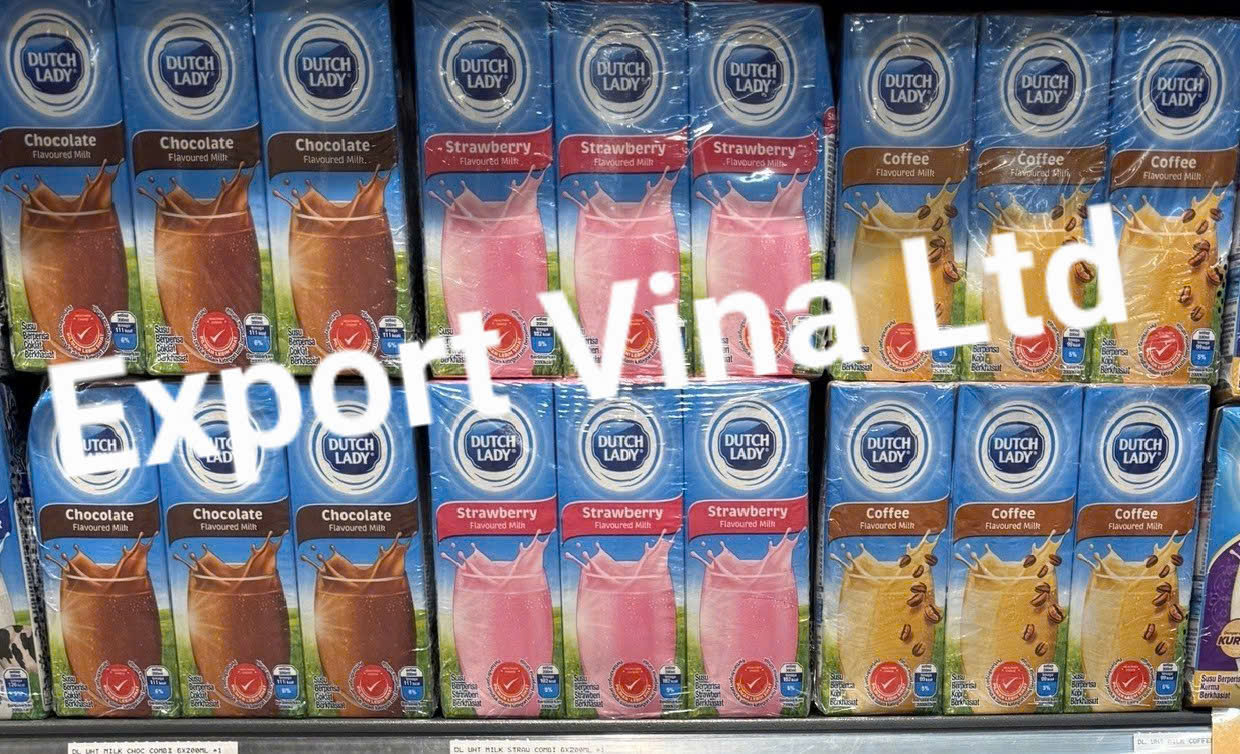 Dutch Lady Strawberry, Chocolate, Coffee Flavored Milk 200ml x 6 